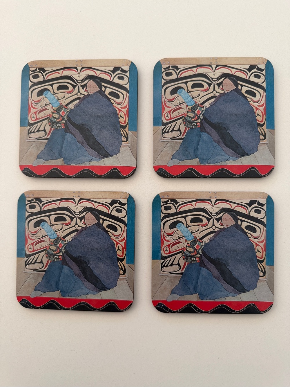 COASTERS Set of 4 Irene Klar Artist Indigenous Pacific Northwest Design Decor